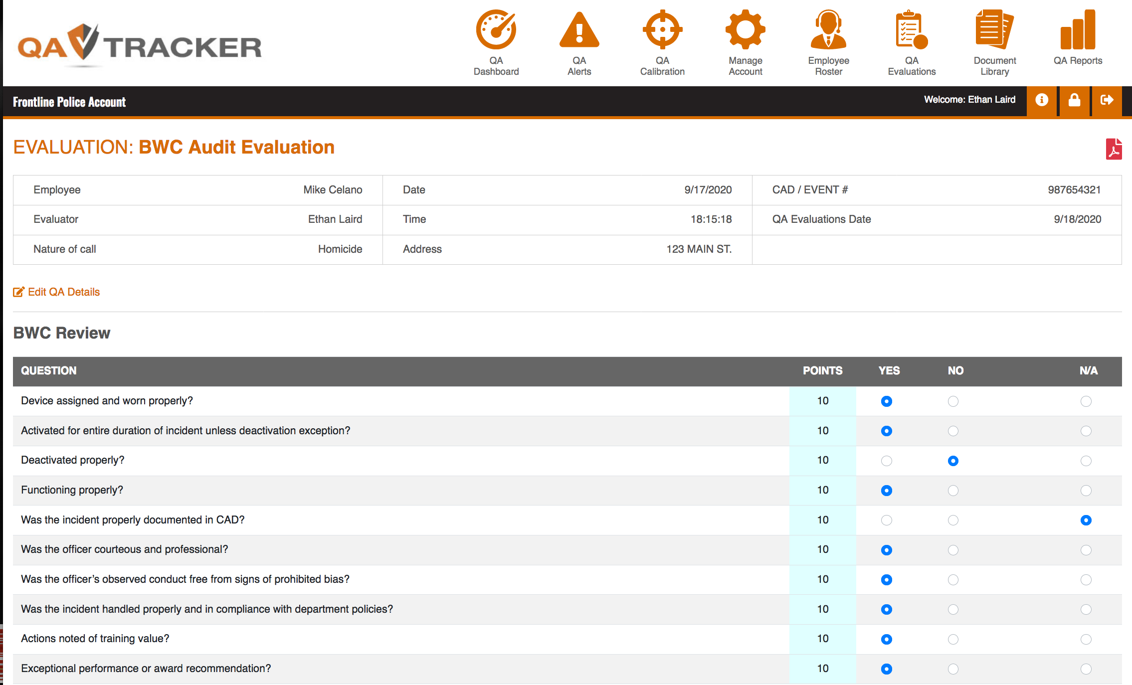 BWC Audts Body Worn Camera Audit Software for Police Departments